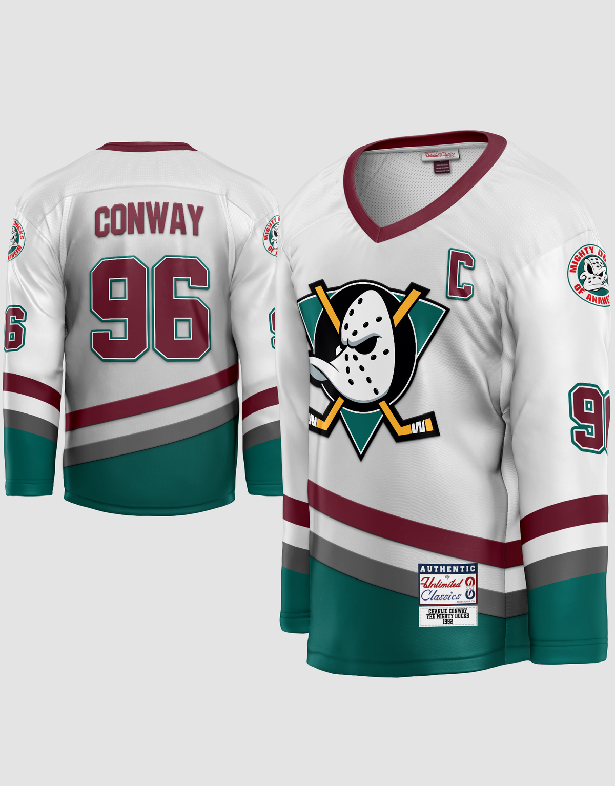 Charlie Conway #96 Mighty Ducks White Hockey Jersey