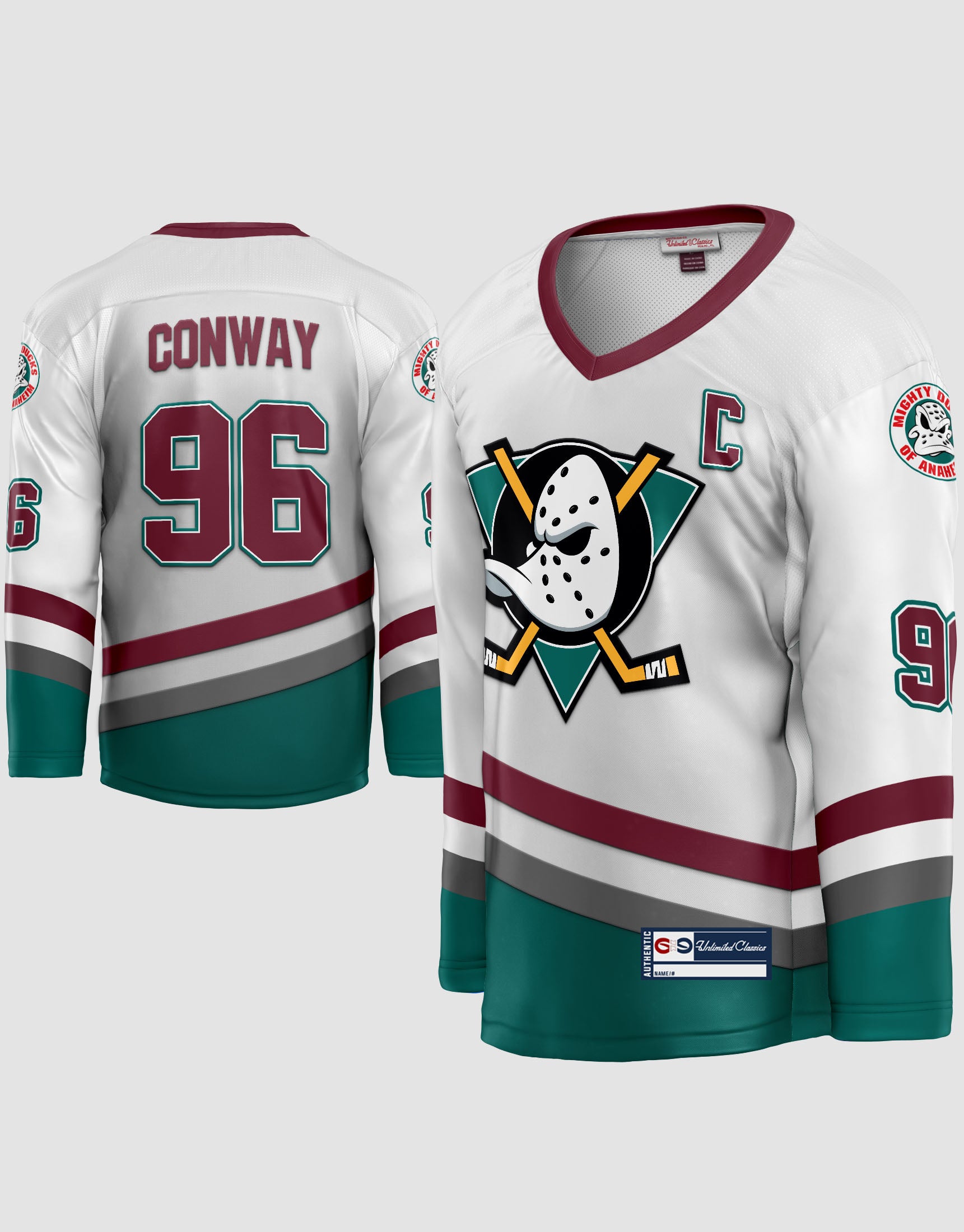 Your Team Conway #96 Mens Mighty Ducks Hoodie Custom Ice Hockey Jersey Green S