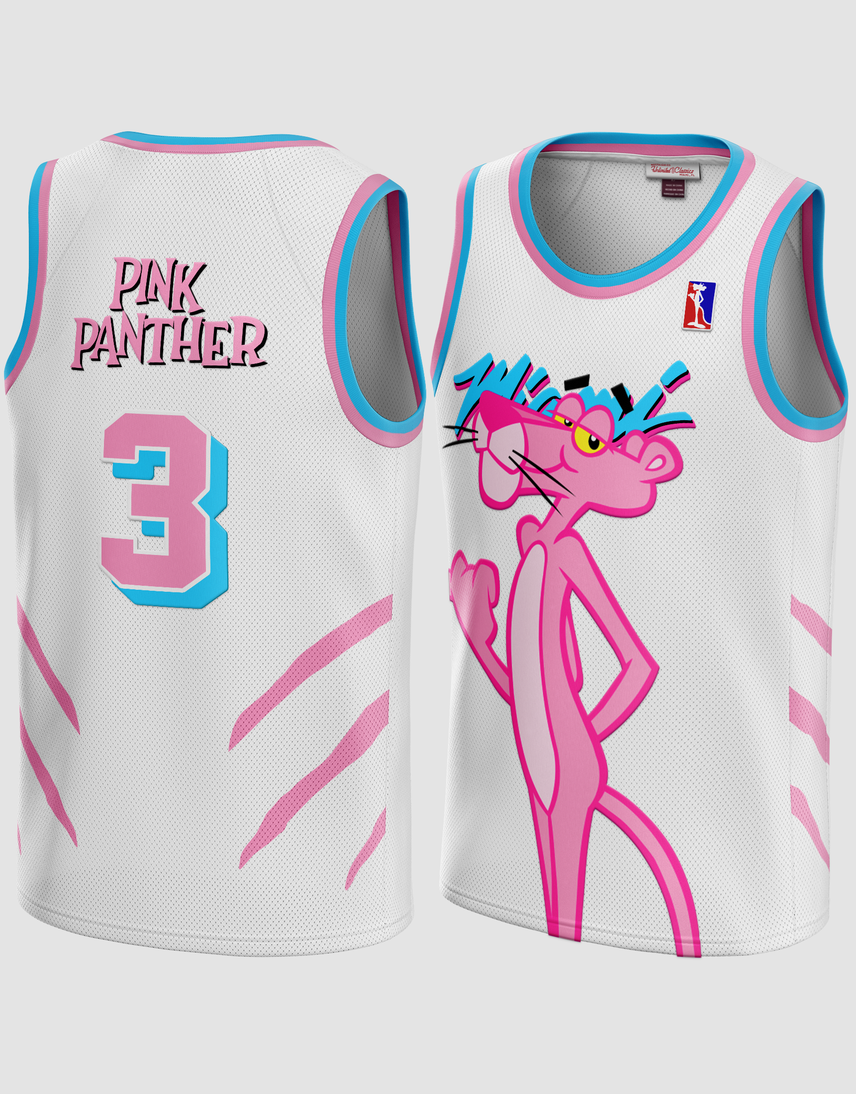 Unlimited Classics Miami x Pink Panther #3 Pink Basketball Jersey 3XL