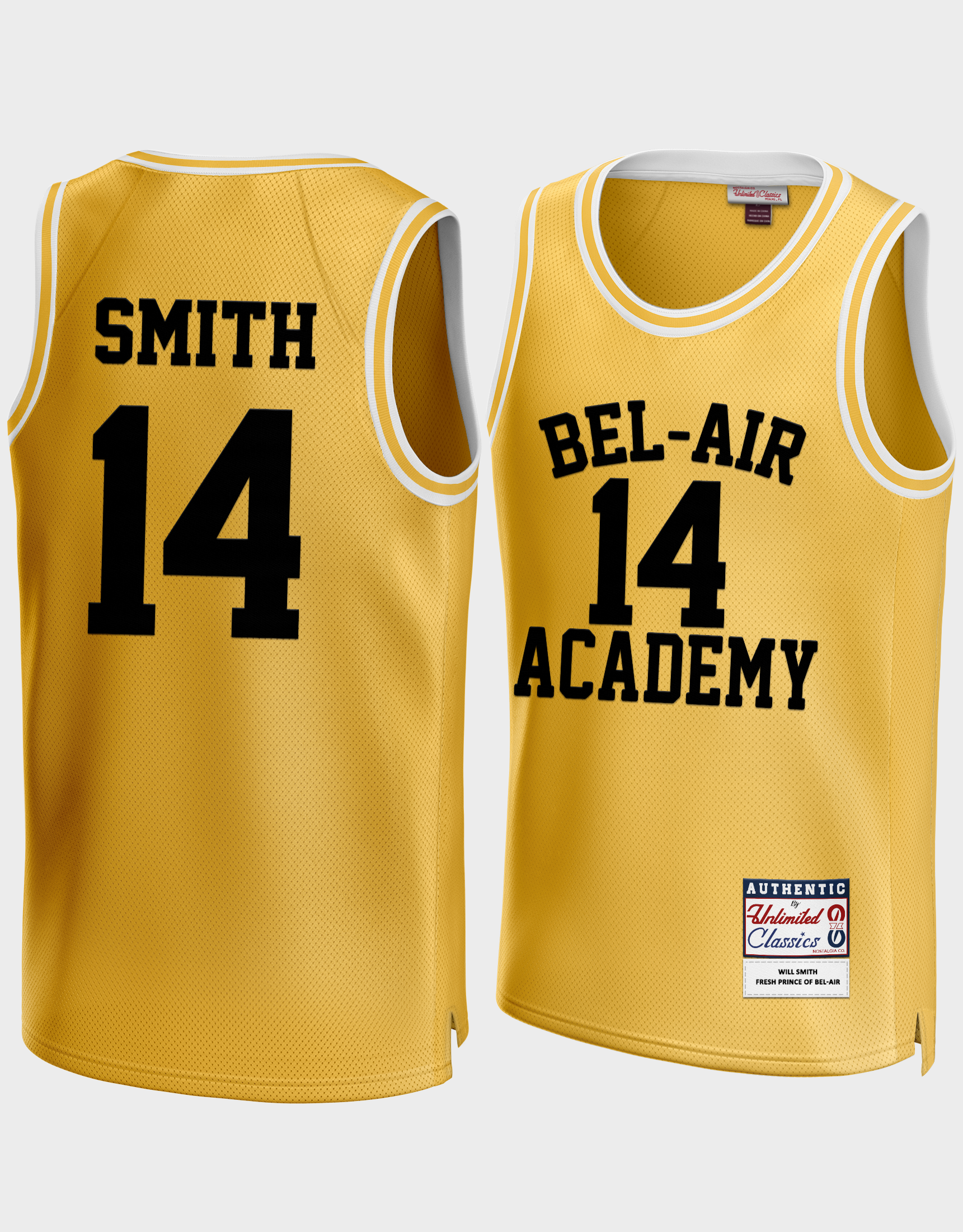 Unlimited Classics Exclusive Collection Smith #14 Bel-Air Academy Yellow Basketball Jersey S