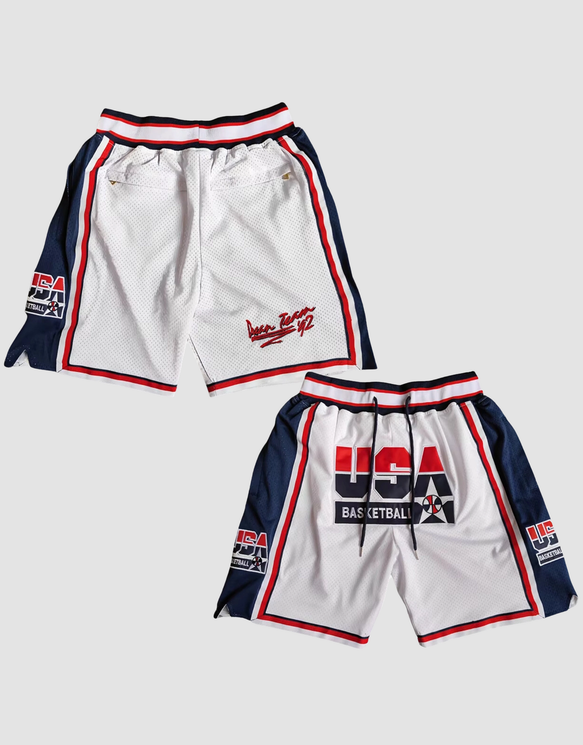 TEAM USA The Dream Team Basketball Retro White Mesh Shorts