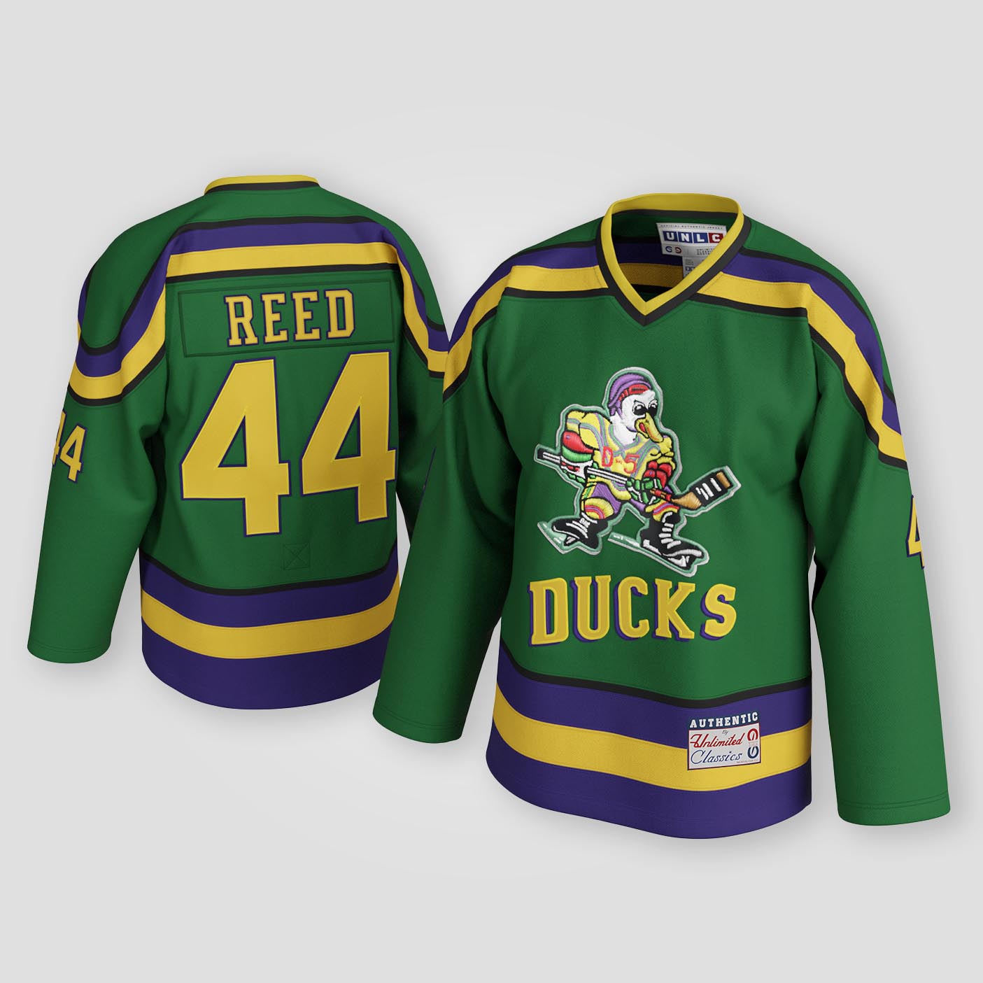 Fulton Reed #44 Mighty Ducks Green Hockey Jersey – unlimitedsportshop