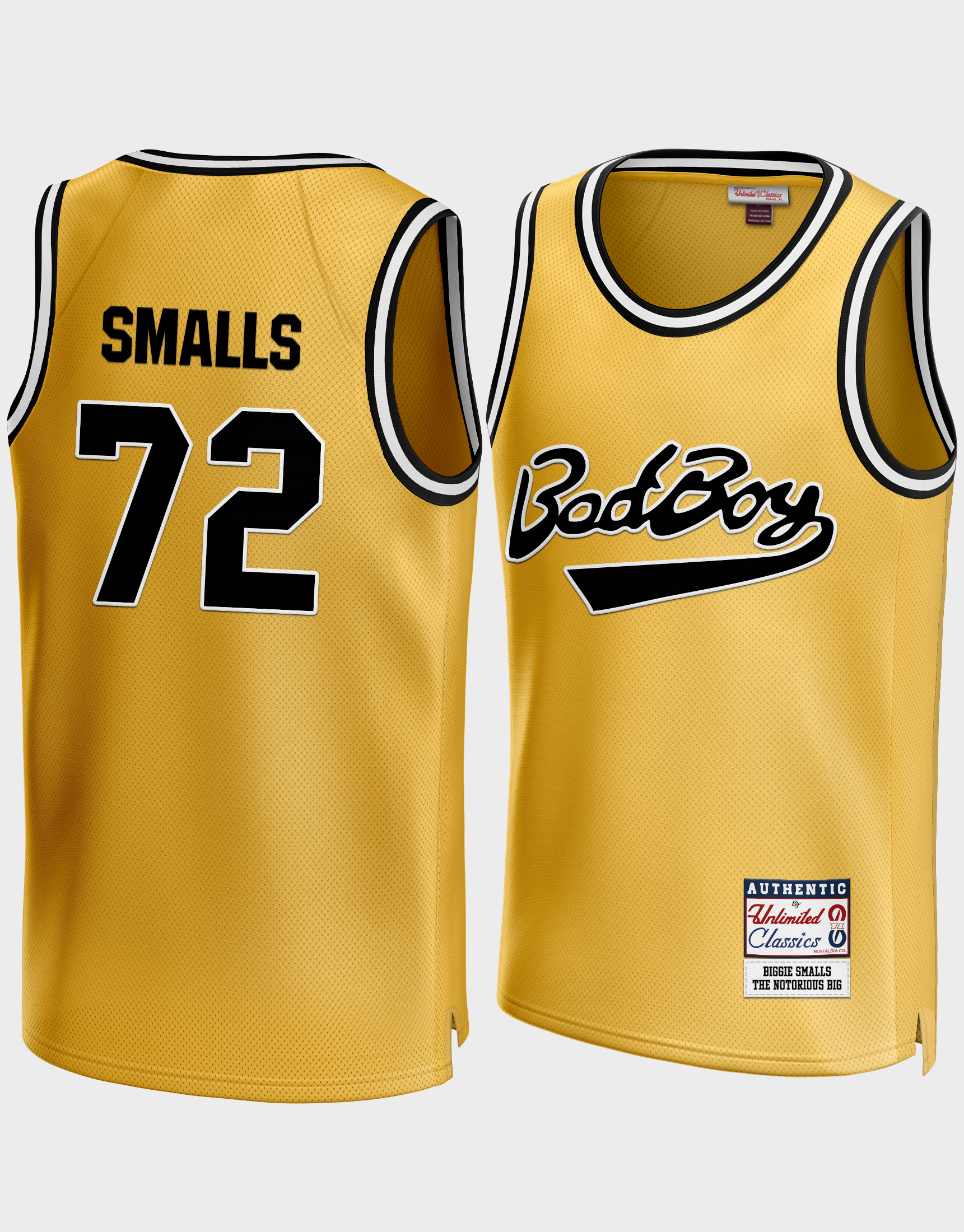Biggie Smalls #72 Notorious Big Bad Boy Yellow Jersey