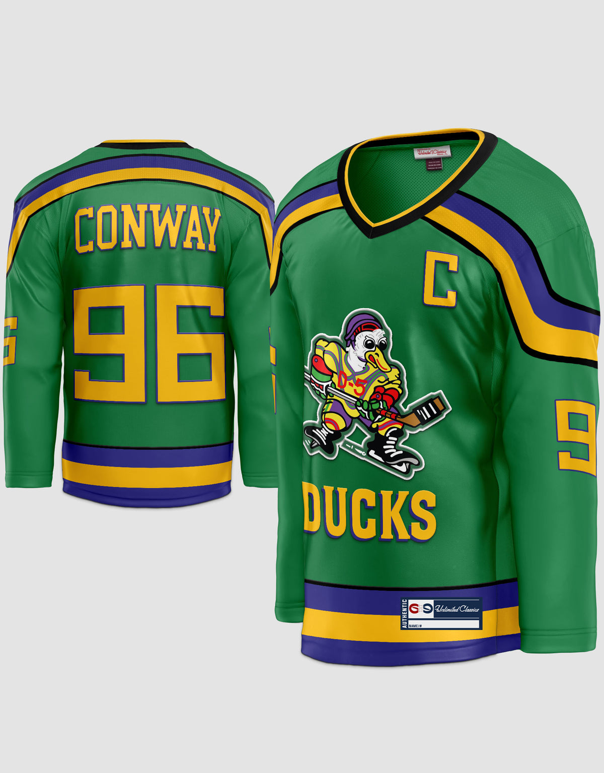 YOUTH Charlie Conway #96 Mighty Ducks Green Jersey