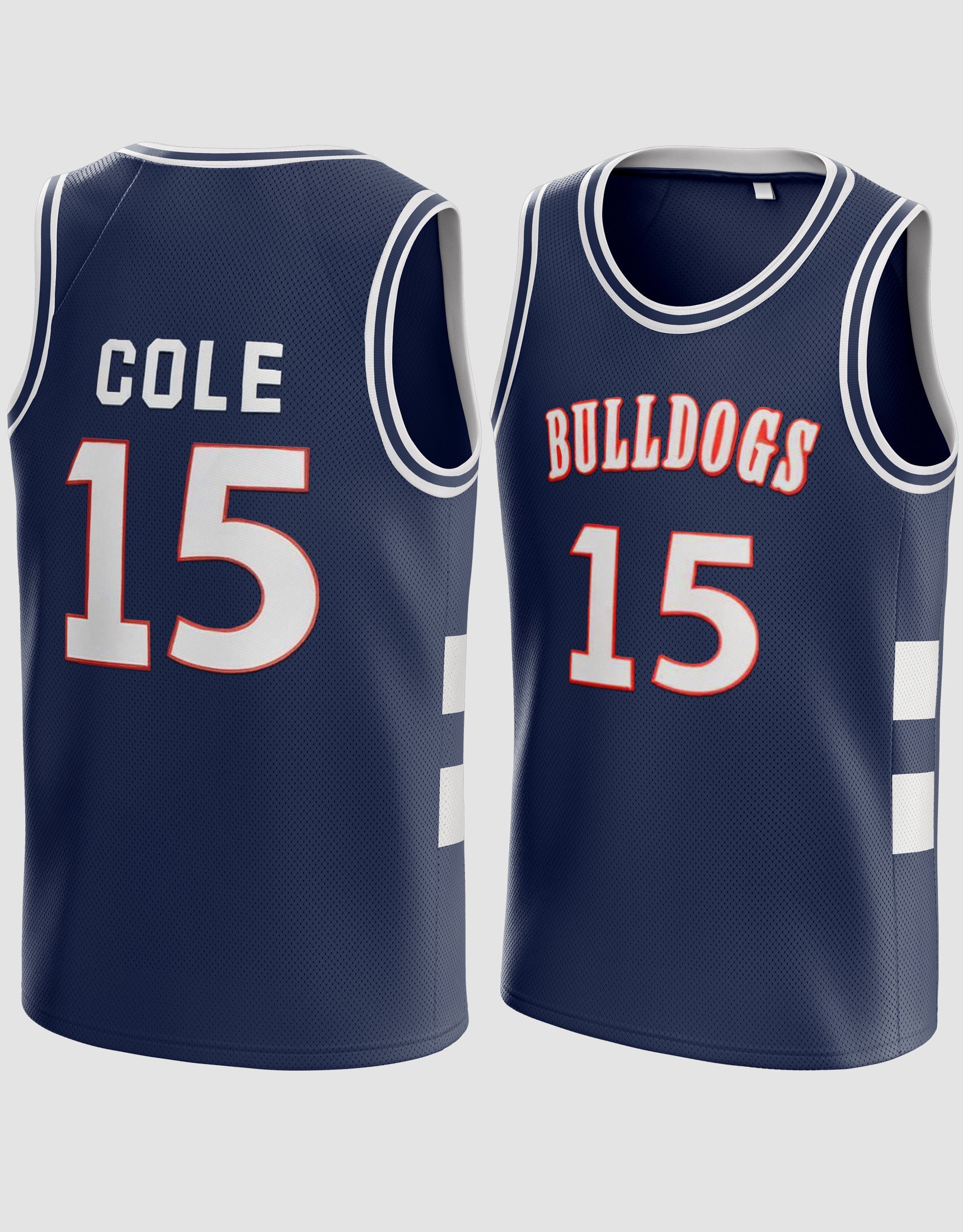 J Cole Bulldogs #15 Camiseta de baloncesto de la escuela secundaria